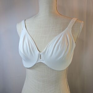 Bali B543 Minimizer Bra Sz 36D White Lightly Lined Keyhole Detail Full Coverage